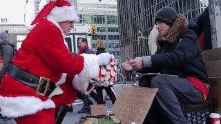 Santa Gives Presents to Homeless People